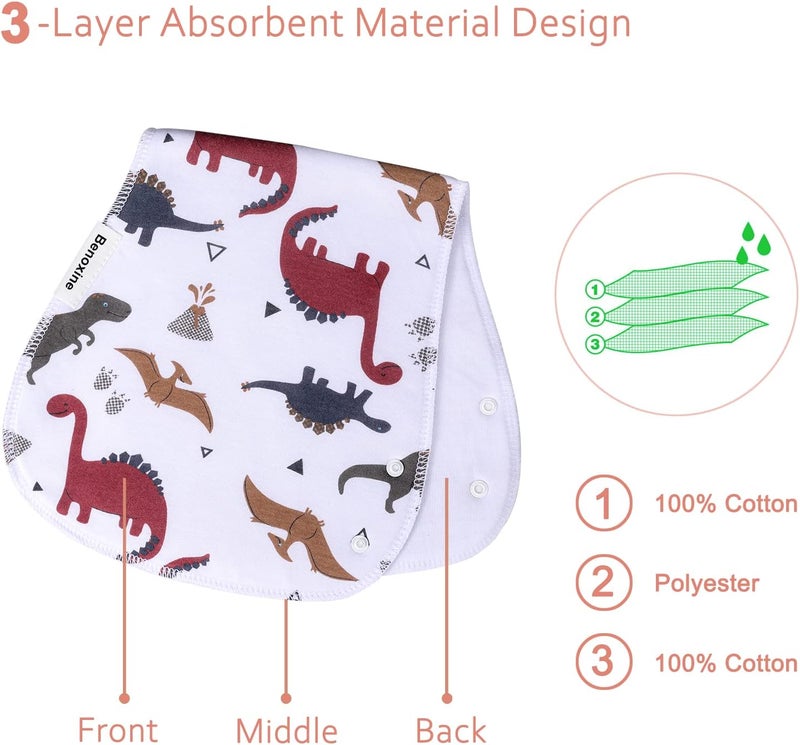 Benoxine Baby Burp Cloths & Baby Bibs 2-in-1 Design Large Size 3 Layers Thicken Cotton Super Absorbent and Soft Baby Spit Up Burping Rags Baby Burp Cloth Set for Boys and Girls Solid 12 Pack - Image 2